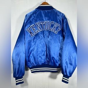 Vintage Kentucky Wildcats Nylon Made in USA Blue White Button Jacket